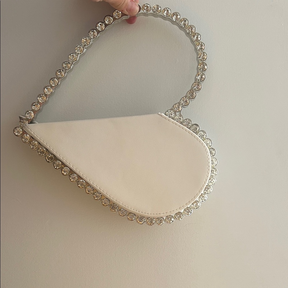 Elegant White Crystal-Embellished Women's Bag